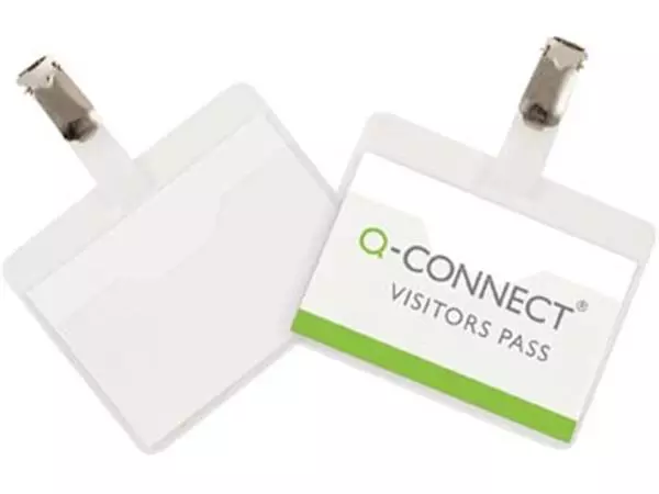 Een Q-CONNECT badge met clip 90 x 60 mm, doos van 25 stuks koop je bij ShopXPress