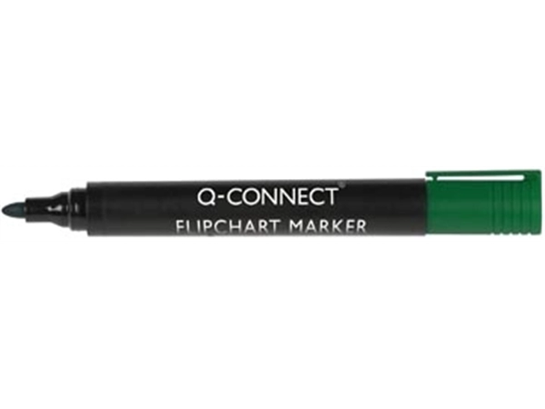 Een Q-CONNECT flipchartmarker, 2-3 mm, ronde punt, met clip, groen koop je bij Supplierz BV