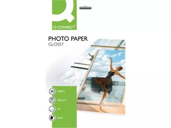Een Q-CONNECT fotopapier, ft A4, 180 g, pak van 20 vel koop je bij ShopXPress