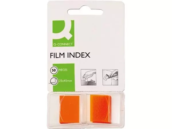 Een Q-CONNECT index, ft 25 x 45 mm, 50 tabs, oranje koop je bij ShopXPress