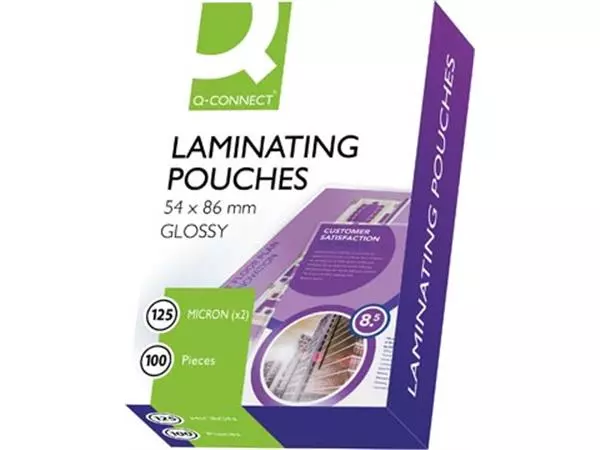 Een Q-CONNECT lamineeretui 2x 125 micron 54x86mm 100 stuks koop je bij ShopXPress