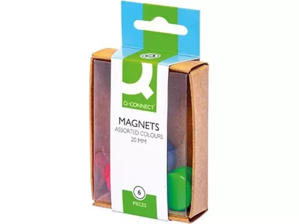 Een Q-CONNECT magneten 20 mm geassorteerde kleuren doos van 6 stuks koop je bij ShopXPress