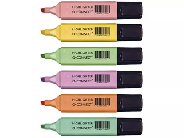 Een Q-CONNECT markeerstift pastel, geassorteerde kleuren, pak van 6 stuks koop je bij ShopXPress