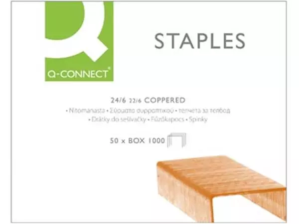 Een Q-CONNECT nietjes 24/6, verkoperd, doos van 1.000 nietjes koop je bij ShopXPress