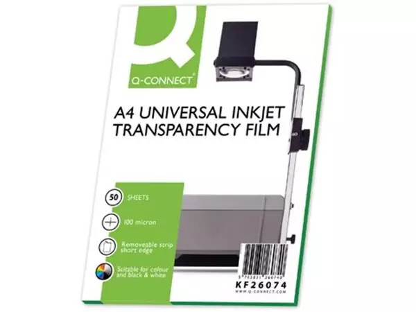Een Q-CONNECT overhead transparanten voor inkjetprinter, ft A4, pak van 50 vel koop je bij ShopXPress