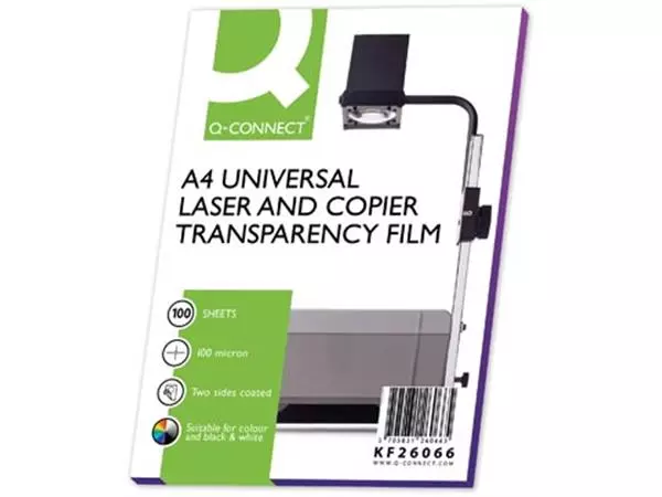 Een Q-CONNECT overhead transparanten voor laserprinter, ft A4, pak van 100 vel koop je bij ShopXPress