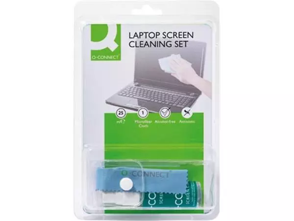 Een Q-CONNECT reinigingsspray voor scherm en toetsenbord inclusief doek pompspray van 25 ml koop je bij ShopXPress