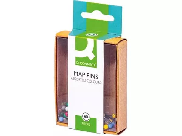 Een Q-CONNECT signalisatiespelden, geassorteerde kleuren, doosje van 60 stuks koop je bij ShopXPress