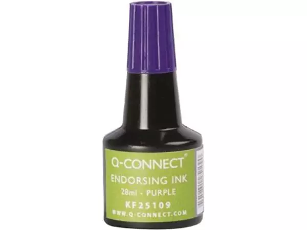 Een Q-CONNECT stempelinkt, flesje van 28 ml, violet koop je bij ShopXPress