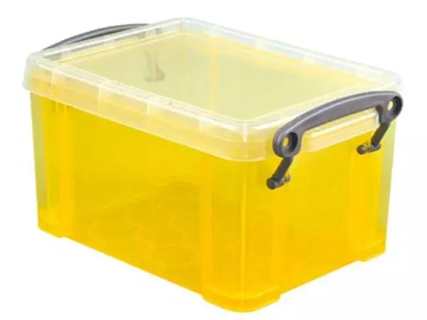 Een Really Useful Box 0,7 liter, transparant geel koop je bij ShopXPress