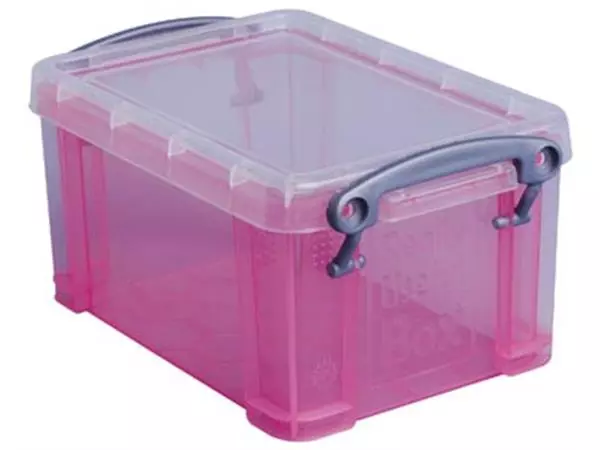 Een Really Useful Box 0,7 liter, transparant roze koop je bij ShopXPress