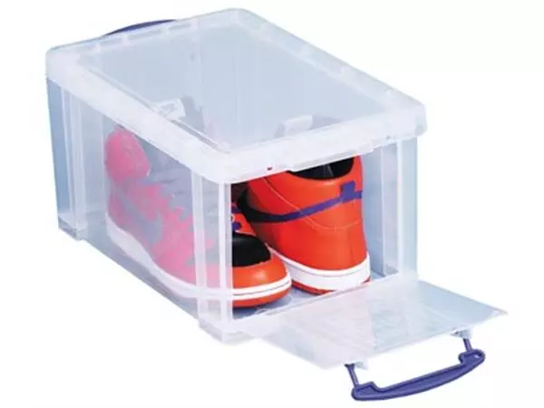 Een Really Useful Box opbergdoos 14 liter met opening aan de voorkant, transparant koop je bij ShopXPress