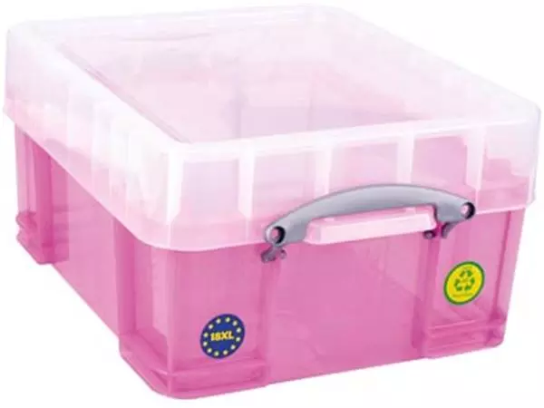 Een Really Useful Box opbergdoos 18 liter XL, transparant roze koop je bij ShopXPress