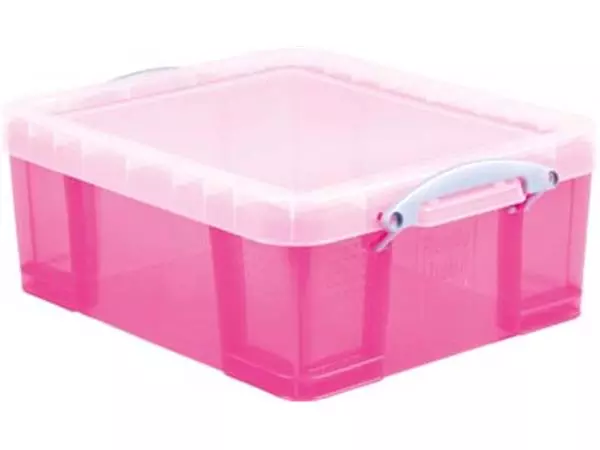 Een Really Useful Box opbergdoos 18 liter, transparant roze koop je bij ShopXPress