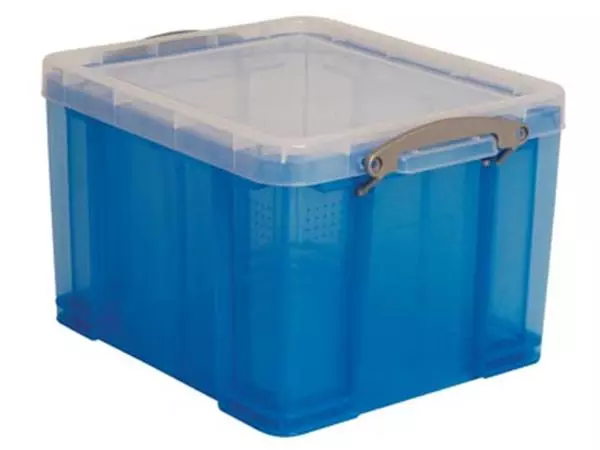 Een Really Useful Box opbergdoos 35 liter, transparant, blauw koop je bij ShopXPress