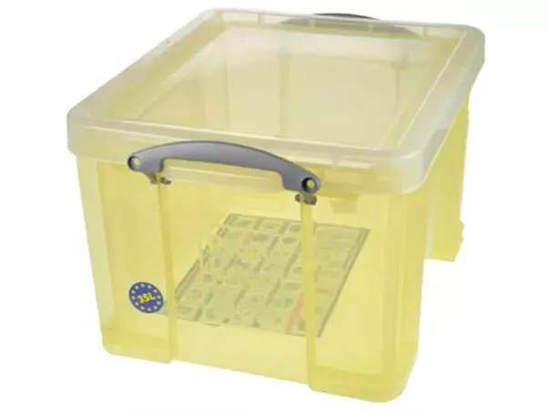 Een Really Useful Box opbergdoos 35 liter, transparant geel koop je bij ShopXPress