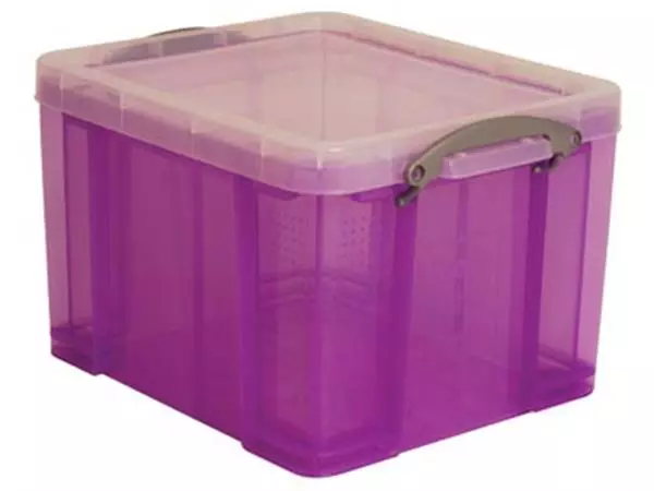 Een Really Useful Box opbergdoos 35 liter, transparant paars koop je bij ShopXPress