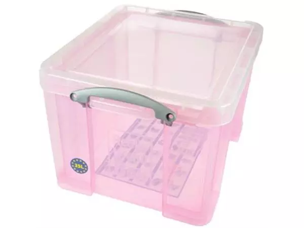 Een Really Useful Box opbergdoos 35 liter, transparant roze koop je bij ShopXPress