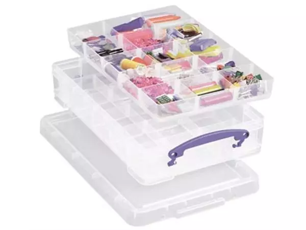 Een Really Useful Box opbergdoos 4 liter met 2 dividers, transparant koop je bij ShopXPress