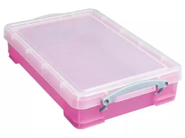 Een Really Useful Box opbergdoos 4 liter, transparant roze koop je bij ShopXPress