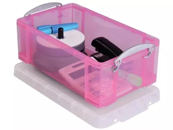 Een Really Useful Box opbergdoos 9 liter, transparant roze koop je bij ShopXPress