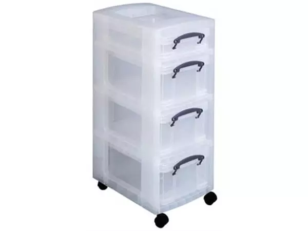 Een Really Useful Box trolley met 4 opbergdozen koop je bij ShopXPress