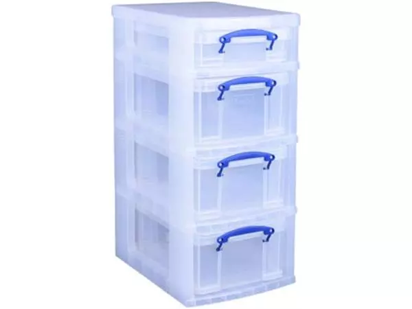 Een Really Useful Box trolley met 4 opbergdozen, zwart koop je bij ShopXPress