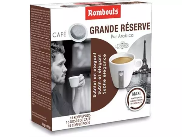 Een Rombouts koffiepads voor espresso, Grande Réserve, pak van 16 stuks koop je bij ShopXPress