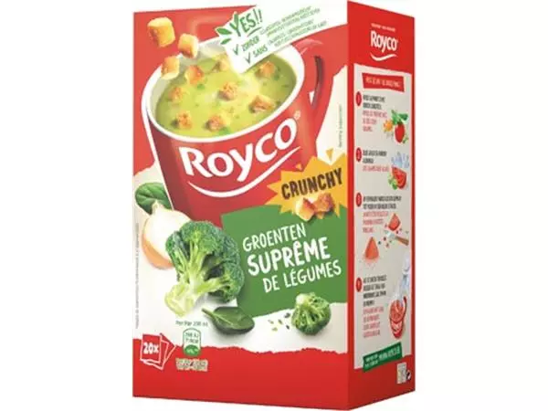 Een Royco Minute Soup groentensuprême met croutons, pak van 20 zakjes koop je bij ShopXPress