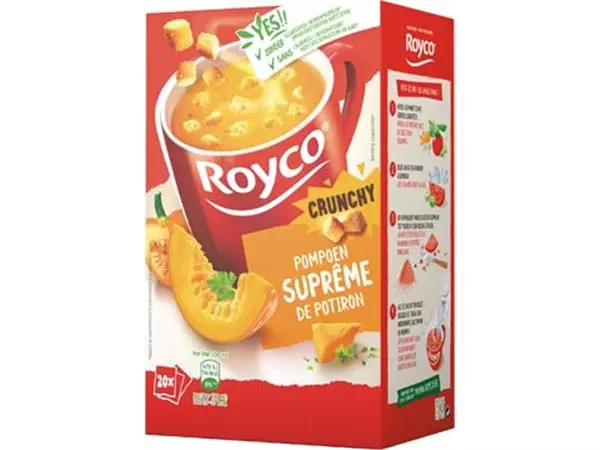 Een Royco Minute Soup pompoensuprême met croutons, pak van 20 zakjes koop je bij ShopXPress