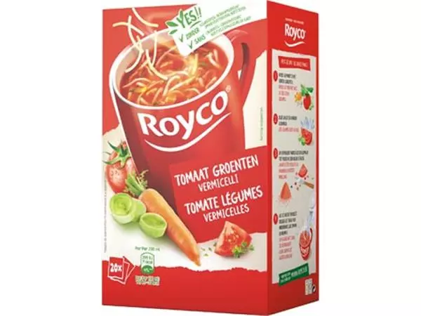 Een Royco Minute Soup tomaat groenten vermicelli, pak van 20 zakjes koop je bij ShopXPress