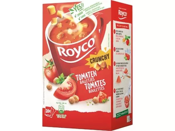 Een Royco Minute Soup tomaat met balletjes, pak van 20 zakjes koop je bij ShopXPress