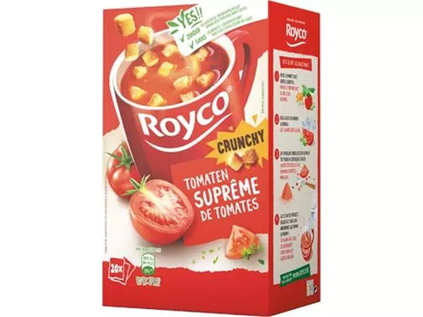 Een Royco Minute Soup tomatensuprême met croutons, pak van 20 zakjes koop je bij ShopXPress