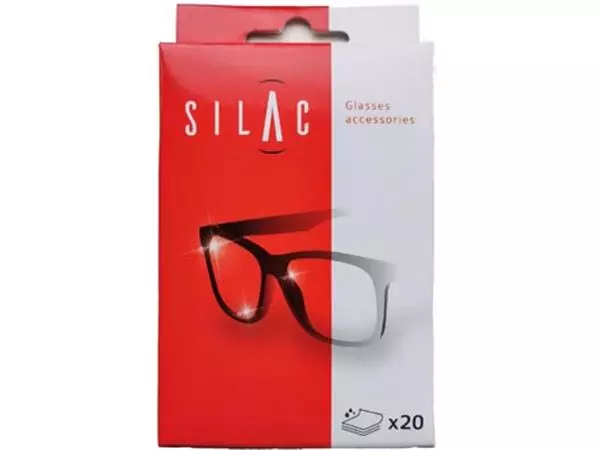 Een SILAC poetsdoekjes voor brillen, doosje van 20 stuks koop je bij ShopXPress