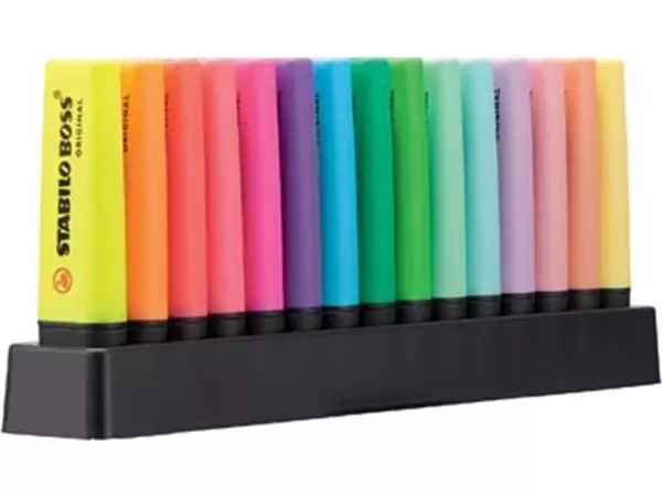 Een STABILO BOSS ORIGINAL Pastel markeerstift, deskset van 15 stuks in geassorteerde kleuren koop je bij ShopXPress