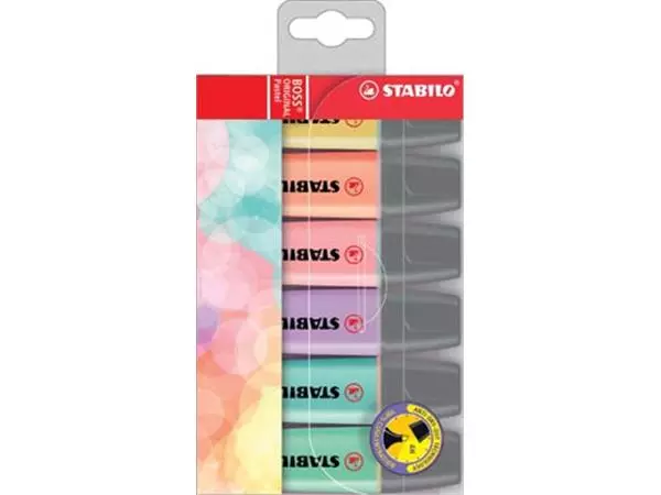 Een STABILO BOSS ORIGINAL Pastel markeerstift, etui van 6 stuks in geassorteerde kleuren koop je bij ShopXPress