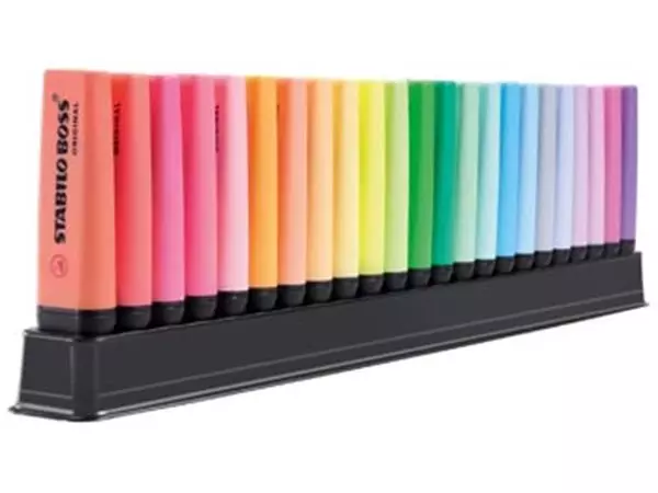 Een STABILO BOSS ORIGINAL markeerstift, deskset van 23 stuks in geassorteerde kleuren koop je bij ShopXPress