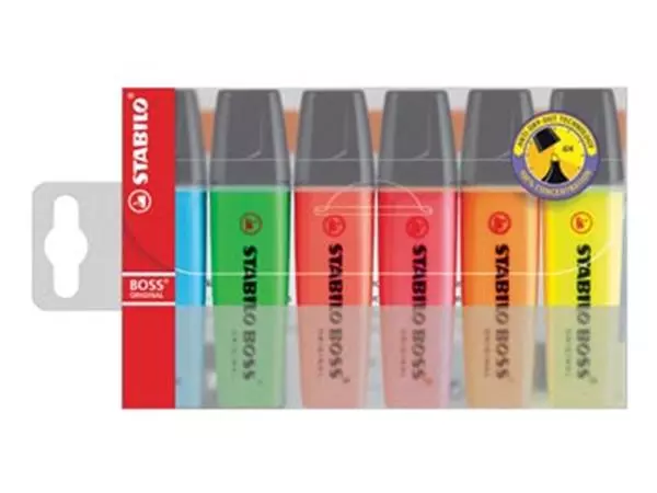 Een STABILO BOSS ORIGINAL markeerstift, etui van 6 stuks in geassorteerde kleuren koop je bij ShopXPress