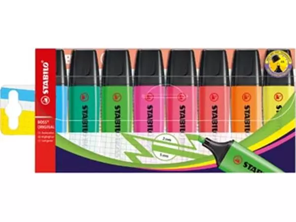 Een STABILO BOSS ORIGINAL markeerstift, etui van 8 stuks, assorti koop je bij ShopXPress