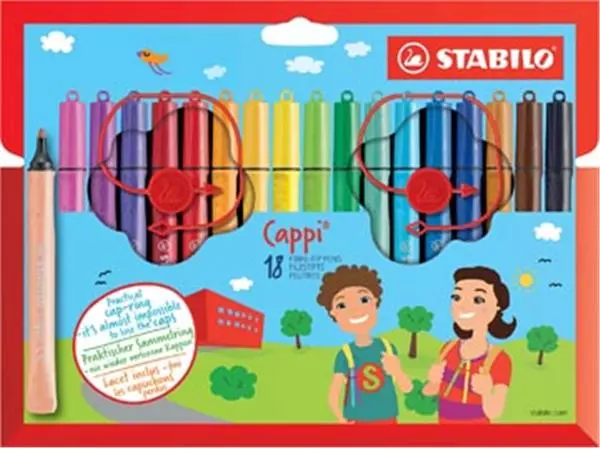 Een STABILO Cappi viltstift, etui van 18 stuks koop je bij ShopXPress