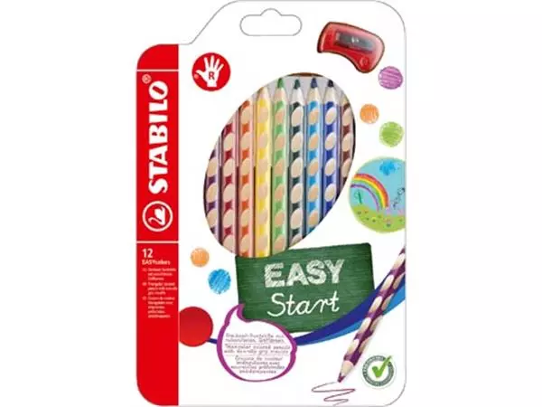 Een STABILO EASYstart kleurpotlood, rechtshandig, etui van 12 stuks, assorti koop je bij ShopXPress