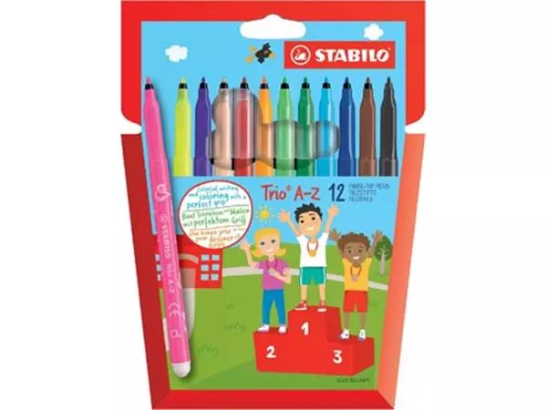 Een STABILO Trio A-Z viltstift, etui van 12 stuks in geassorteerde kleuren koop je bij ShopXPress