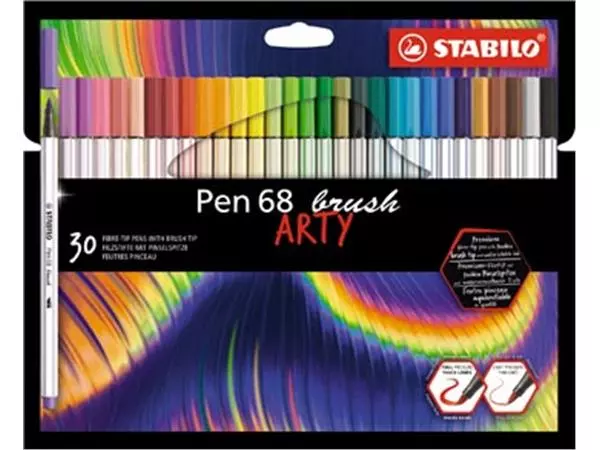 Een STABILO pen 68 brush ARTY, etui van 30 stuks, assorti koop je bij ShopXPress