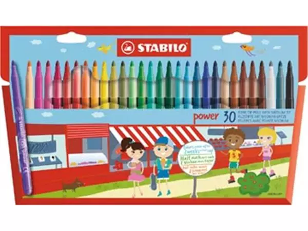 Een STABILO power viltstift, etui van 30 stuks, assorti koop je bij ShopXPress