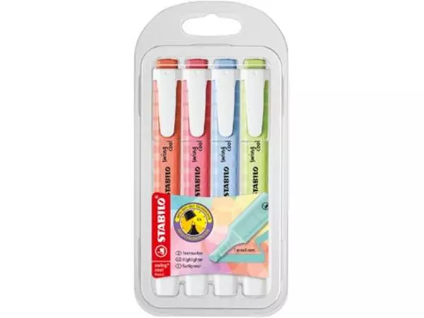 Een STABILO swing cool pastel markeerstift, etui van 4 stuks koop je bij ShopXPress