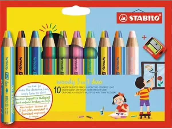 Een STABILO woody 3in1 duo kleurpotlood, etui van 10 stuks, assorti koop je bij ShopXPress