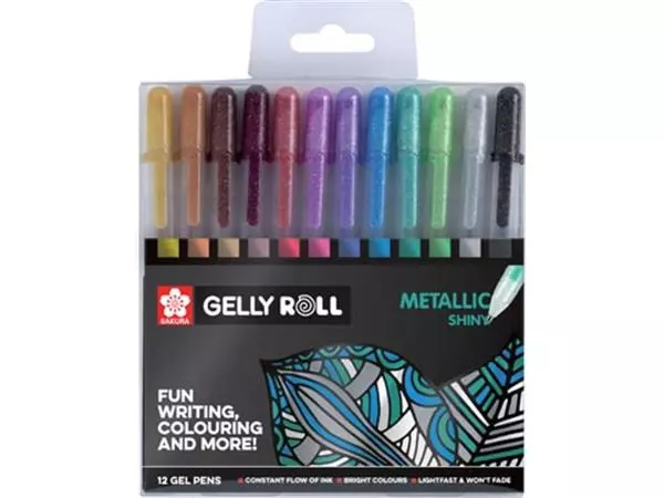 Een Sakura roller Gelly Roll Metallic, etui van 12 stuks in geassorteerde kleuren koop je bij ShopXPress