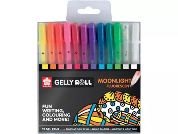 Een Sakura roller Gelly Roll Moonlight, etui van 12 stuks in geassorteerde kleuren koop je bij ShopXPress