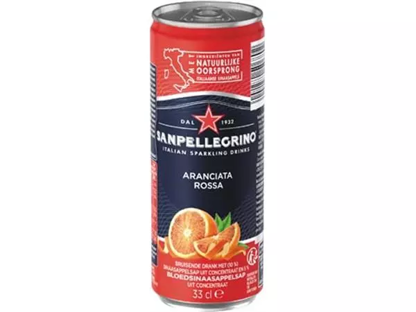 Een San Pellegrino limonade aranciata rossa, sleek blik van 33 cl, pak van 6 stuks koop je bij ShopXPress