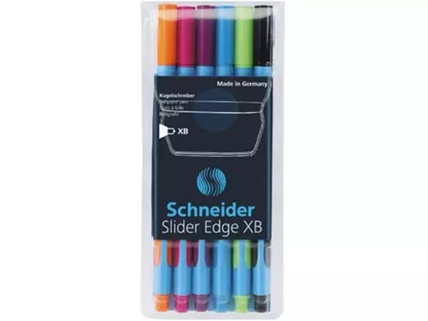 Een Schneider Balpen Slider Edge XB, etui van 6 stuks in geassorteerde kleuren koop je bij ShopXPress